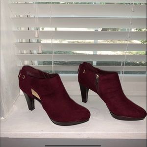 Liz Claiborne Heeled Boots Red Burgundy Wine Color